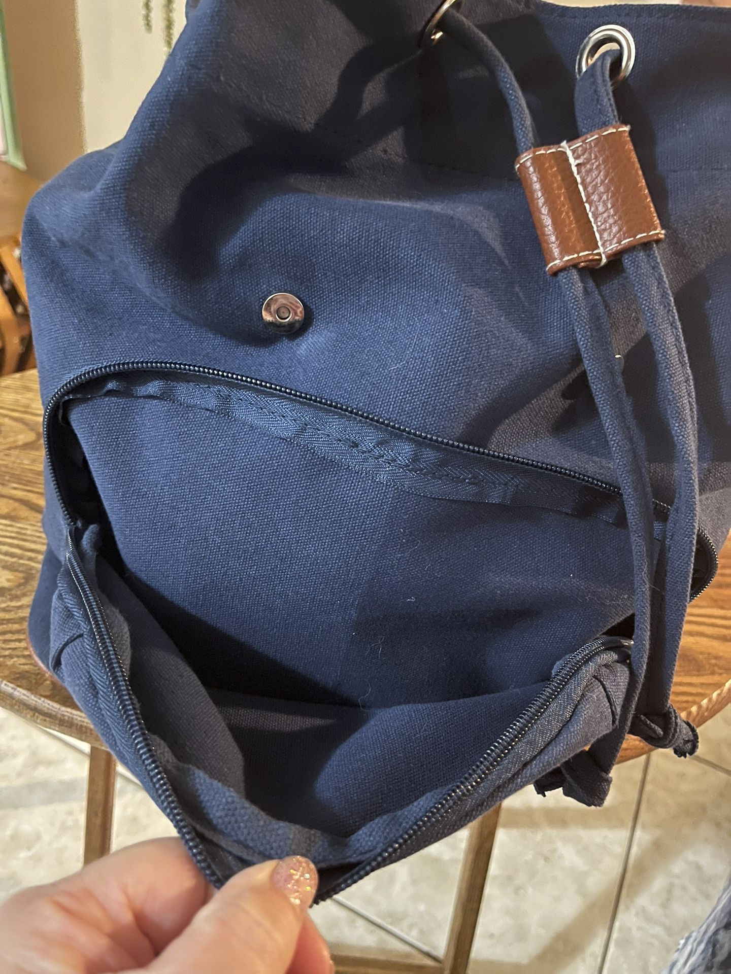 G.H. BASS & CO Backpack - Navy Blue Canvas - Soft, Slouchy  display picture 3