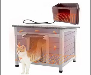 AIR12-IN-HP Outdoor Heated Wooden Cat House with Heating Pad Insulation Liner