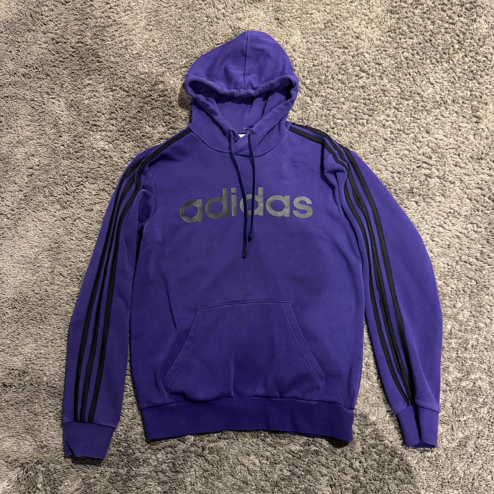 Purple Adidas Hoodie With Black Stripes