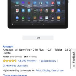 Amazon Fire HD 10 Tablet 10.1" 1080p Full HD 32GB