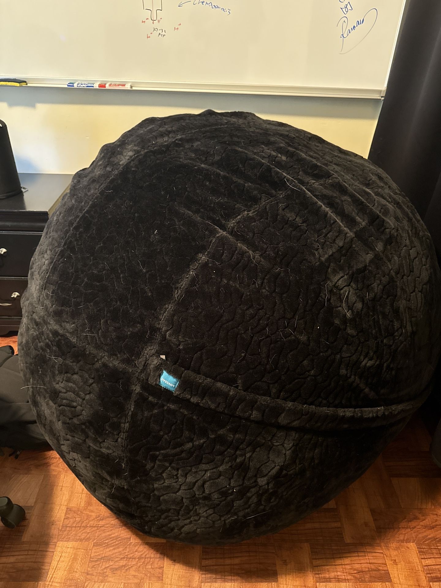 Lovesac BigOne Bean Bag Chair – Black Plush Cover, Excellent Condition