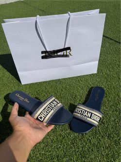 Navy blue Dior slides