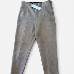 Zara Faux-Suede High Rise Tan Leggings Size Large 