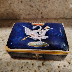 Antique French Faience Pottery Trinket Box