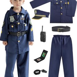 Police Officer Cop Uniform Costume Boys 8-10 Halloween Career Day / Traje de Policia Niños 