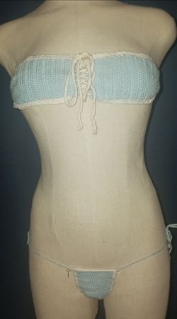Blue crochet bikini