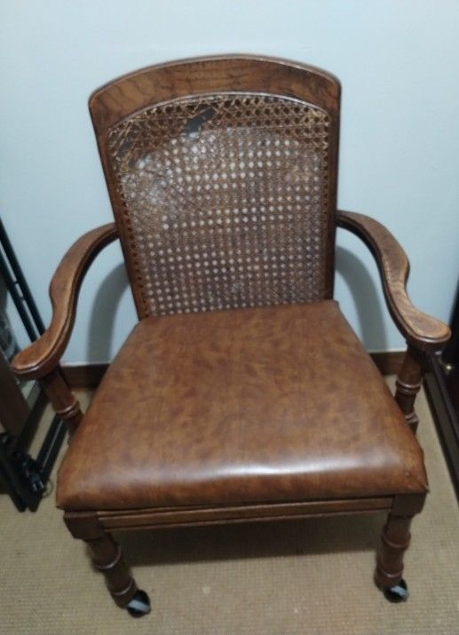 MID CENTURY CANED - ARM CHAIR