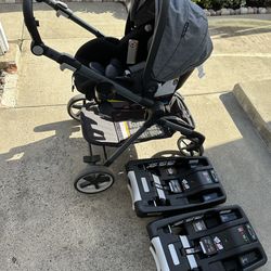 EVENFLO SECUREMAX INFANT STROLLER, CAR SEAT WITH SENSORSAFE & BASE