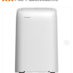 Toshiba 8,000 (DOE) BTU Portable Air Conditioner Cools 350 Sq. Ft. with Dehumidifier and Remote in White