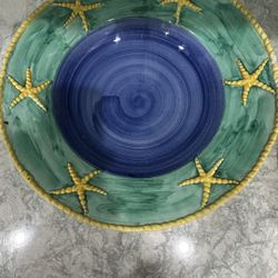 Blue And Green Starfish Serving Bowl