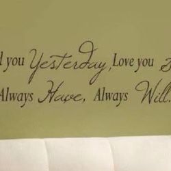 Loved You Yesterday Love You Still Always Have Always Will Vinyl Wall Decal 12” x 40” NEW!