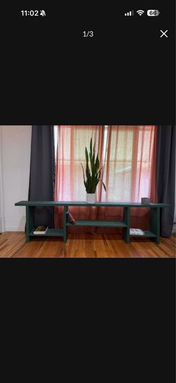 Handcrafted Modern Low Bookshelf – Forest Green