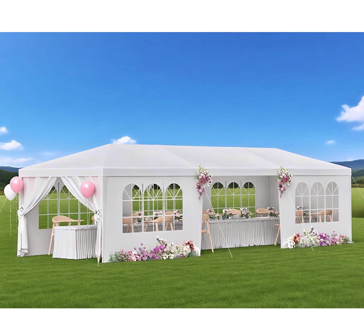*** New 10x30 Party Tent, Outdoor White Tents for Parties, Weddings, Events, Birthdays with 8 Sidewalls**
