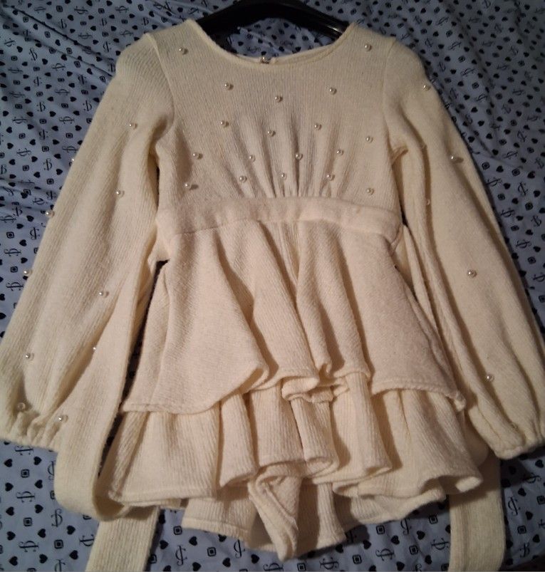 Akira White Pearl Sweater Romper 