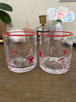 Viral Christmas Candy Cane icon Glasses Set of 2