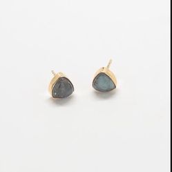 New Labradorite Gold Triangle Stud Earrings by Admiral Row