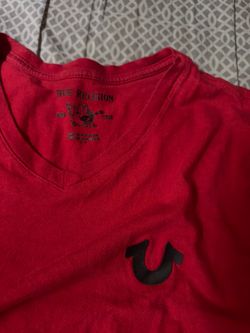 True Religion Red V-Neck T-Shirt-Small