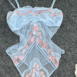 blue floral bodysuit