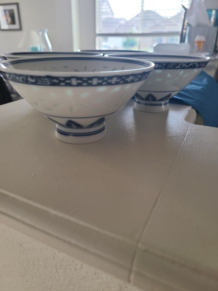 Vintage Chinese China Rice Bowls