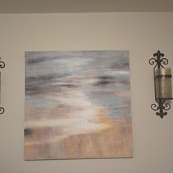 2 Sconces And a Canvas Picture