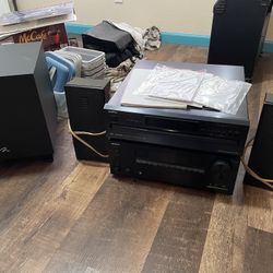 Onkyo Receiver, Cd/radio Player, 400watt Dynamo Sub Woofer, And Speakers