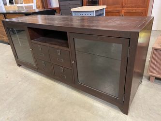 POTTERY BARN Rhys Espresso Stained Wooden Media Console