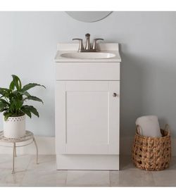 Project Source Dover 18-in True White Single Sink Bathroom Vanity with White Cultured Marble Top