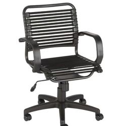 Flat Bungee Office Chair with Armrests - Black, Adjustable, Swivel