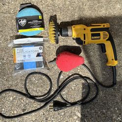 Dewalt DWD110 3/8” (10 mm) VSR Corded Drill With Two Drill Brush Attachments