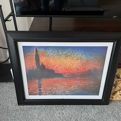 Framed Painting, Monet - Sunset In Venice