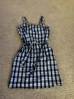 Hollister Co. black and white plaid mini dress with tie waist size medium