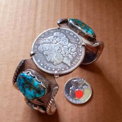 $800! Awesome Super Vintage 925 Sterling Silver Turquoise Morgan Bracelet 