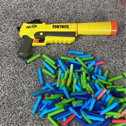 Gold Fortnite Nerf Pistol (with Attachable Suppressor) 