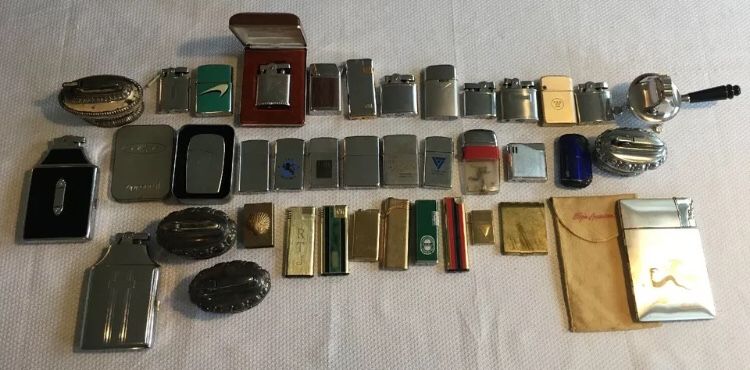 Vintage Cigarette Case Holder Lighter Lot Advertising Zippo Ronson Elgin American