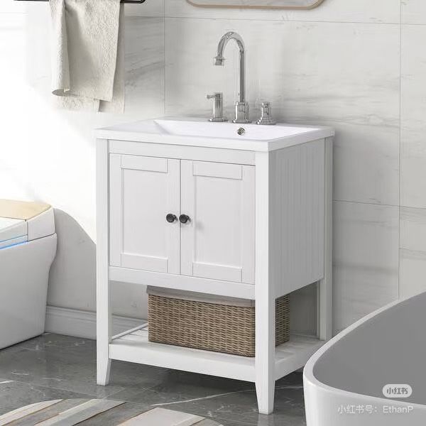 Brand New 24” Modern Bathroon Vanity with Resin Sink Set, Freestanding Bathroom Cabinets