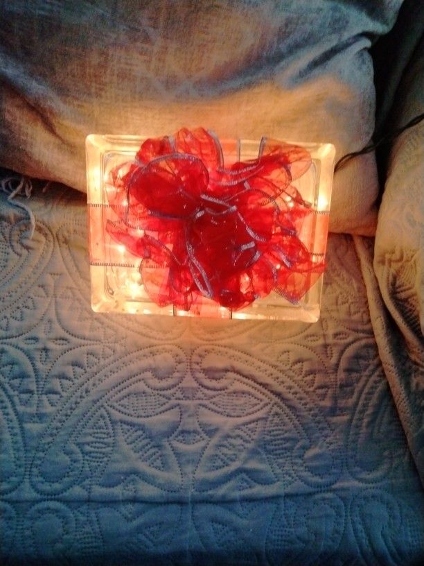 Christmas Glass Block Present Light Up