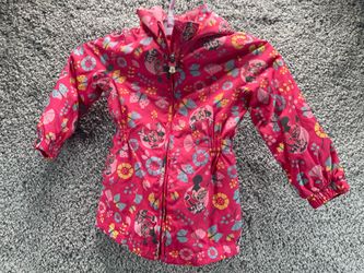 Disney Store Minnie Mouse Windbreaker Jacket  Rain Size 3 Full Zip Hoodie