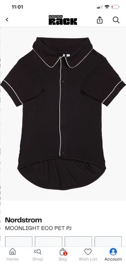 M/L Black Short Sleeve Pajama Top with White Piping for Dog
