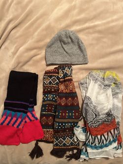 Women Three Scarves And Beanie Bundle 
