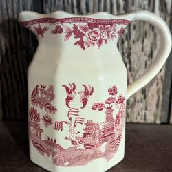 Vintage Red Pink Willow Japan Pitcher by Nippon Yoko Boeki Co, c.1950's