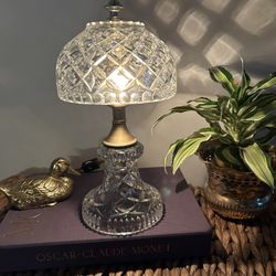 Vintage Boudoir Lamp Nightlight, Collectible, Elegant, Fine, Mid-Century, Modern Lamp, Electric Table, Decor, Antique Sty Heavy Crystal Cut Glass Door