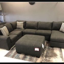 Sorenton Slate Huge U Shaped Comfy Sofa Sectional With Chaise🤩 On Display 🏠 Brand New✅