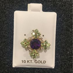 10Kt Gold 3.65Ctw Pendant With Diamond Accents 