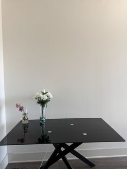 Black Glass Top Dining Table