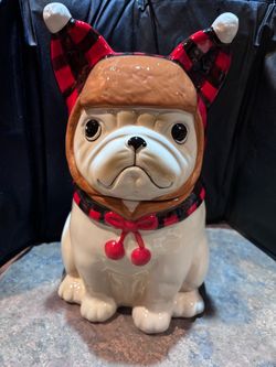 French bulldog Christmas Cookie Jar.  Pug