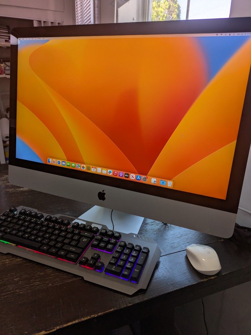 APPLE GRAY iMAC 5k HUGE 27" SCREEN QUAD INTEL CORE i7 16GB RAM WITH VENTURA 2024 COMPLETE