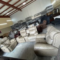 Leather Sofa Set Reclining Electric 