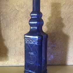 Vintage Blue Glass Bottle 