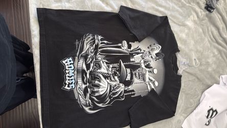 Black Graphic T-Shirt with Skull Art