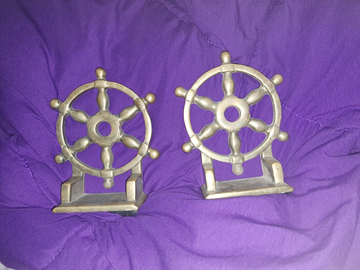 Sailboat Steering Wheel Bookends